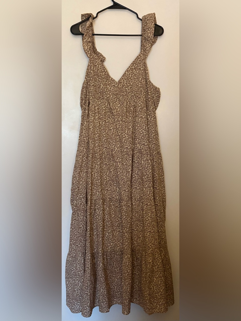 Universal Thread Tan Brown Floral Maxi Dress with Ruffle Straps